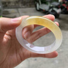 行芳 缅甸玉手镯老坑冰种玉镯浅绿油青玉手镯宽飘花玉石处理镯子女款 内径57-58mm 实拍图
