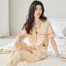 猫人（MiiOW）睡衣女士夏季纯棉开衫短袖长裤薄款甜美夏天全棉家居服套装可外穿 1528米色 L (建议100-120斤) 实拍图