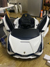 星辰皓兰博基尼儿童电动车四轮玩具可坐人小孩宝宝婴儿遥控汽车闪电SIAN 白色四驱+遥控+摇摆+皮座+软轮 实拍图