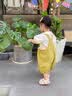 G.duck小黄鸭女童背带裤套装夏装儿童夏季衣服短袖时髦女宝宝两件套 夏季 蘑菇净色背带套装绿色 90 建议80-90cm1岁半-2岁 实拍图