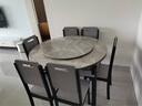 初屋 餐桌 岩板餐桌椅组合现代简约伸缩折叠圆桌家用小户型实木饭桌子 黑灰色-意大利灰岩板-实木椅 1.2m 一桌六椅 实拍图