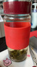 希诺单层玻璃杯家用办公水杯女高颜值便携泡茶杯子XN-9056红色 360mL 实拍图
