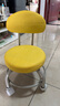 万向轮小凳子带滑轮矮凳家用换鞋凳儿童靠背椅子客厅圆凳软包板凳 柠檬黄-加固护腰碳钢架-万向轮 实拍图