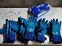 星宇 浸胶劳保手套 优耐保半挂乳胶压纹防滑耐用 工业工地工作木工钢筋工建筑防护手套 24只 蓝色 A688【注意是全左手】 实拍图
