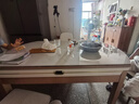 上林春天餐桌可伸缩餐桌组合轻奢岩板家用饭桌1.35米+4菠萝皮椅1688-1-05 实拍图
