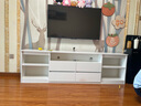济然实木电视柜落地简约轻奢风储物柜家用客厅茶几岩板电视柜组合柜 【汉白玉】 2.0m高款实木电视柜 实拍图