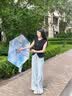 美度（MAYDU）遮阳伞防晒防紫外线小巧晴雨伞女太阳伞五折超轻口袋伞M5208蓝色UPF50+文艺风户外蓝色妖姬 实拍图