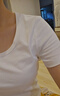 三彩2025秋款纯色方领T恤正肩短袖套头衫修身短款简约M 珍珠白 XL 170/92A 实拍图