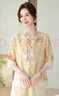 妈妈装新款2件套套装2025女夏衣服50-60岁洋气中老年女中式雪纺 姜黄色 【送棉麻阔腿裤】 3XL 推荐120-135斤 实拍图