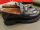 意尔康女鞋真皮乐福鞋女士单鞋通勤百搭一脚蹬粗跟小皮鞋女 黑色 【尺码偏大，建议拍小一码】 37 实拍图