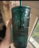 星巴克（Starbucks）墨绿色女神款玻璃杯550ml吸管杯子办公室复古冷水杯毕业毕业礼物 实拍图