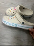 卡骆驰crocs洞洞鞋贝雅卡骆班轻便耐磨一脚蹬休闲鞋|205089 白/深蓝-126 41 /42(260mm) 实拍图
