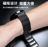 竞技者适于华为手表表带watch4/Pro/watch5/GT5/GT4/GT3/GT2磁吸金属不锈钢保时捷手表带男款编织配件 黑色-编织链式22mm接口 实拍图
