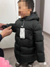 保姆鹅  儿童羽绒服宝宝中长款护脸加厚鸭绒外套防风保暖童装冬装 炭黑 110 实拍图