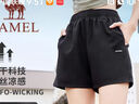 骆驼运动短裤男外穿复古薄款透气跑步训练健身速干运动裤 C23BAXM016，幻影黑，女 M 实拍图