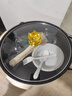 粤器电煮锅多功能一体电炒锅家用电热火锅插电一锅多用途可以炒菜不粘锅学生宿舍煮面锅蒸煮煎炒小电锅 智能款米白28CM（适合4-6人+蒸笼） 4L 实拍图