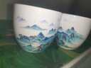 陶瓷大容量茶杯单个家用羊脂玉白瓷主人杯个人专用品茗杯茶具 羊脂玉主人杯-万里江山 200ml 2只 实拍图