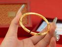 京佳古法手工金包银吉言金手镯开口9999足金錾刻实心四方筷子送礼物 亮面扭花吉言手镯(开口可调节) 999包金1.5 实拍图