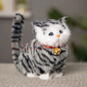 亦趣仿真猫玩偶会叫小猫咪毛绒玩具摆件可爱猫咪公仔儿童生日礼物 青花会叫猫咪+铃铛 实拍图