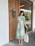 香影海边度假晕染连衣裙女2025夏季新款民族风波西米亚v领雪纺裙 绿花 连衣裙  S 155/80A/85-95斤 实拍图