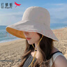 红蜻蜓（RED DRAGONFLY）帽子女款夏季韩版防晒遮阳帽海边出游防紫外线时尚遮脸双面渔夫帽 [双面可戴]米色+黄色 实拍图