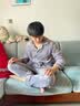 俞兆林（YUZHAOLIN）男士睡衣男秋冬季珊瑚绒加厚加绒青年大码保暖家居服冬天套装 NSCJF-CK224简约灰织带 XL （建议125-150斤） 实拍图