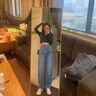 OLDER SEA泫雅风牛仔裤女宽松显瘦2025新款拖地高腰阔腿垂感老爹直筒裤子女 蓝色 M 建议95-110斤 实拍图