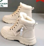 啄木鸟雪地靴女2025新款冬季小白鞋子加绒加厚马丁靴女鞋厚底运动棉鞋冬 卡其 38 实拍图