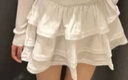 UR2025春季新款女装芭蕾风蛋糕裙宽松高腰半裙UYU550021 本白 (偏短) S 实拍图