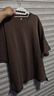 马登工装 美式复古重磅圆领珠地棉T恤宽松廓形半袖短袖五分袖男夏 咖啡色（版型宽松） XL 实拍图