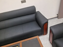 华懿 办公沙发办公室三人位商务接待会客洽谈新中式真皮沙发茶几组合 经典黑【纳帕皮】 3+1+1+功夫茶几【店长推荐】 实拍图