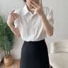 何佳功法式衬衫女装气质短袖春夏装设计感小个子职业装通勤面试衬衣女 白色 S 【建议80-90斤】 实拍图