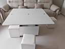 欧乐派多功能升降折叠茶几餐桌两用一体式家用小户型移动创意客厅 100*50【雪山亮白/彩釉岩玻】4凳 实拍图
