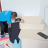 达木轩电脑桌转角书桌书柜组合写字台实木书桌带书架一体学习桌 【卡其灰 书柜在左】电脑桌 160*98*170cm（书柜三玻璃门） 实拍图