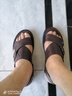 卡帝乐鳄鱼（CARTELO）夏季真皮男士凉鞋真牛皮休闲沙滩鞋皮凉鞋男软底防滑中年人爸爸鞋 棕色 42 实拍图