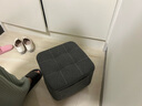 竹思乐实木布艺小凳子家用矮凳墩门口换鞋凳沙发凳成人休闲方凳 猫抓皮.深灰色.直径28,高度28 实拍图