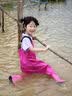 甜甜仔儿童赶海服连体下水裤衣幼儿园玩水装备摸鱼防水涉水全身樱落粉 实拍图