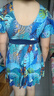猎呐 泳衣女中年妈妈泳装 泡温泉游泳宽松大码分体平角裤裙式保守 蓝羽毛2XL码 建议125-140斤 实拍图