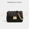 CHARLIE&KELLI CK品牌包包女包2025新款链条菱格小方包女单肩斜挎包女生日礼物 黑色【京仓配送 赠礼袋+贺卡】 实拍图