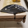 TaTanice 古风扇子绢布折扇女生日礼物拍照道具便携折叠竹扇 黑色樱花 实拍图