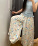 相伊恋人冰丝花苞裙裤女25夏季新款防晒宽松显瘦小个子碎花薄款休闲阔腿裤 彩色 【上身直降8℃】 M 【建议体重101-120斤】 实拍图