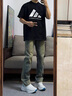 迪伽达美式高街cleanfit复古蓝牛仔裤男春秋季直筒修身vibe裤子高腰微喇 GY-3026蓝色 XL 实拍图