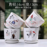 裕轩堂花盆陶瓷家用吊兰蝴蝶兰绿萝带托盘大号个性阳台简约多肉室内套装 网红组合（四个中号）A款 中等 实拍图