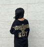 BOY LONDON【范丞丞同款】夏短袖情侣款烫金黑色休闲潮牌T恤N01910 黑色 现货 M 此款偏大，建议拍小一码 实拍图