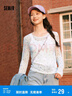 森马（Semir）长袖T恤女设计感满印修身叠穿2025春季薄透网纱上衣109125101007 实拍图