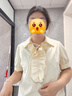 独束大码女装荷叶边绑带V领短袖衬衫2025夏装设计感气质上衣 茴香黄 3XL （尺码：5） 实拍图