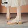 ZHR凉鞋女夏季外穿一字带平底休闲鞋子女2025新款水钻百搭露趾女鞋子 银色 （BL231） 36 实拍图