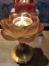 盛凡 莲花烛台酥油灯座 蜡烛台 供佛佛前供灯 水琉璃烛灯底座灯架供具 莲花琥珀款(高12.3厘米)中号/个 实拍图