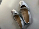 他她ATA女鞋甜心玛丽珍鞋高跟粗跟小皮鞋舒适单鞋子7ACC1CQ4银色 35 实拍图