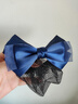 阿表妹 职业头花发网头花网兜发套发夹空姐护士银行酒店盘发蝴蝶结饰品 蓝色两结细网 实拍图